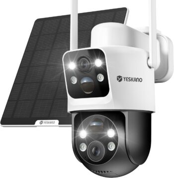 Соларна камера за видеонаблюдение YESKANO Dual Lens 6MP Solar Surveillance Camera PTZ