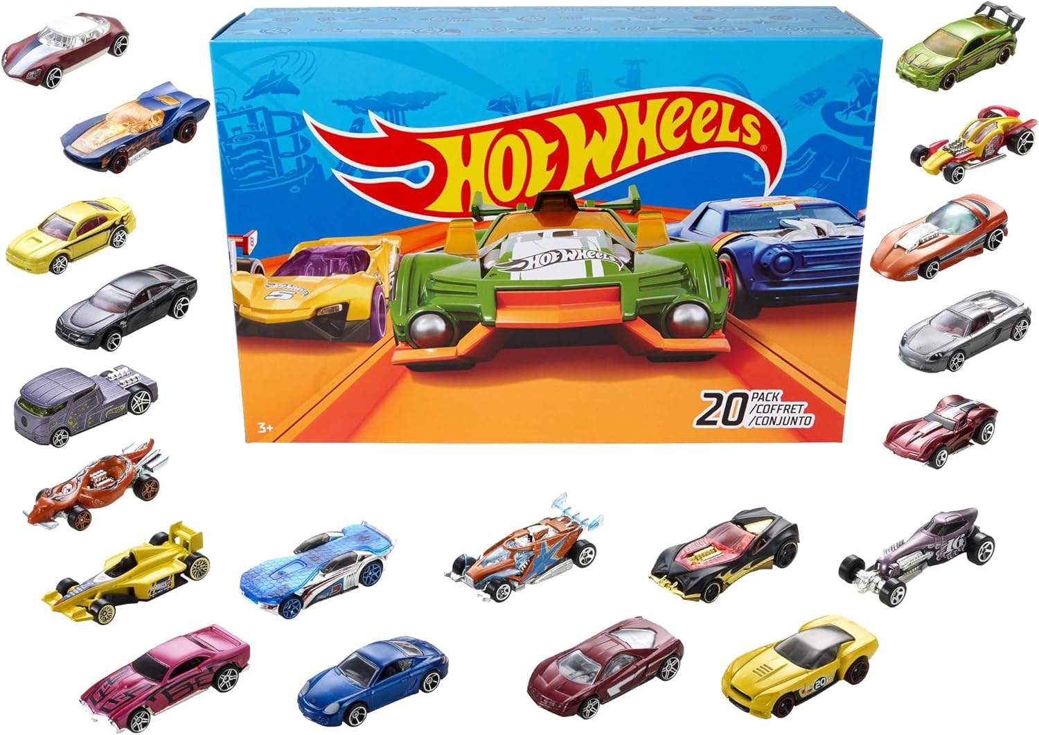 Hot Wheels DXY59 Комплект от 20 Състезателни колички