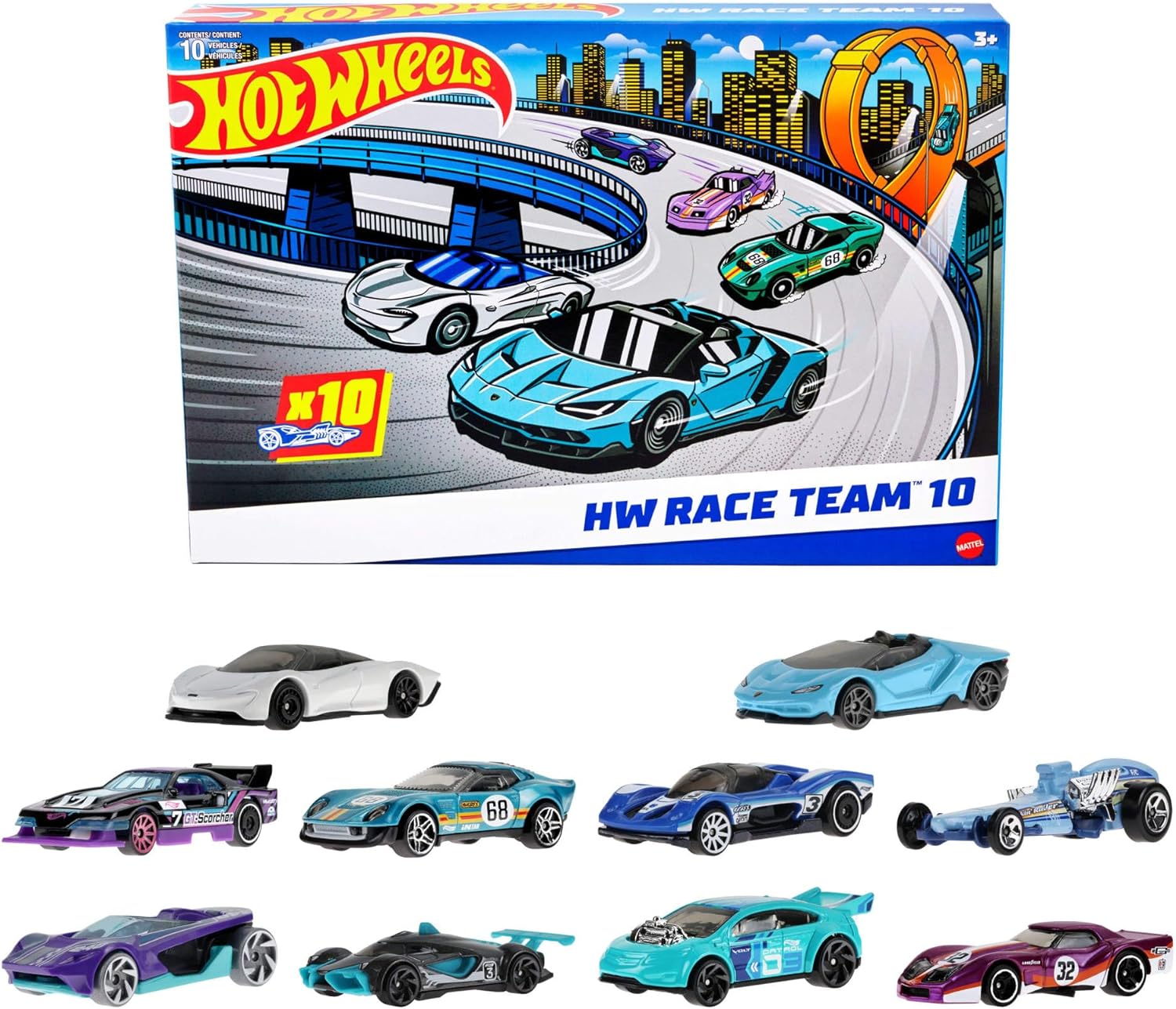 Hot Wheels HYM96 Комплект от 10 Състезателни колички