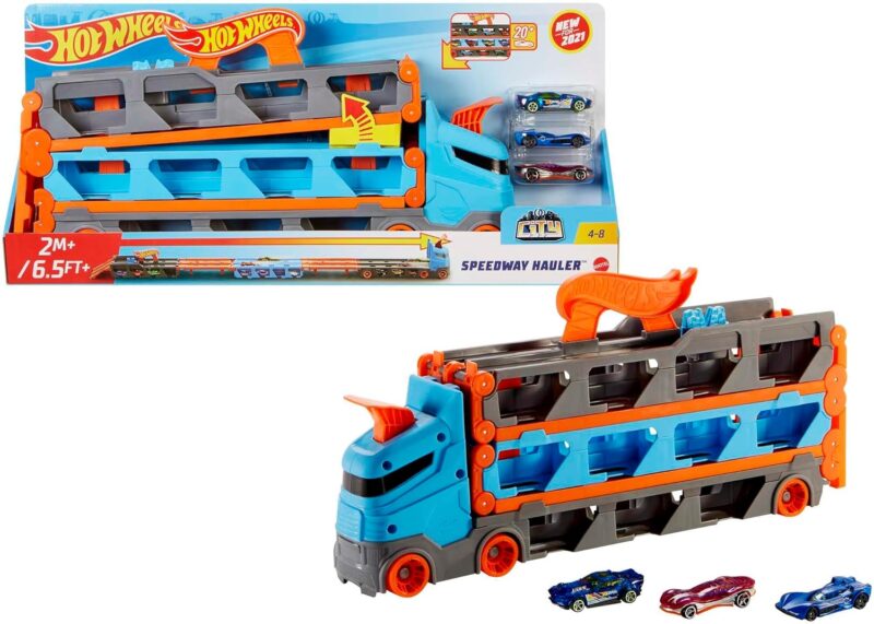 Hot Wheels Игрален комплект HGH33 2-в-1 транспортьор и състезателна писта