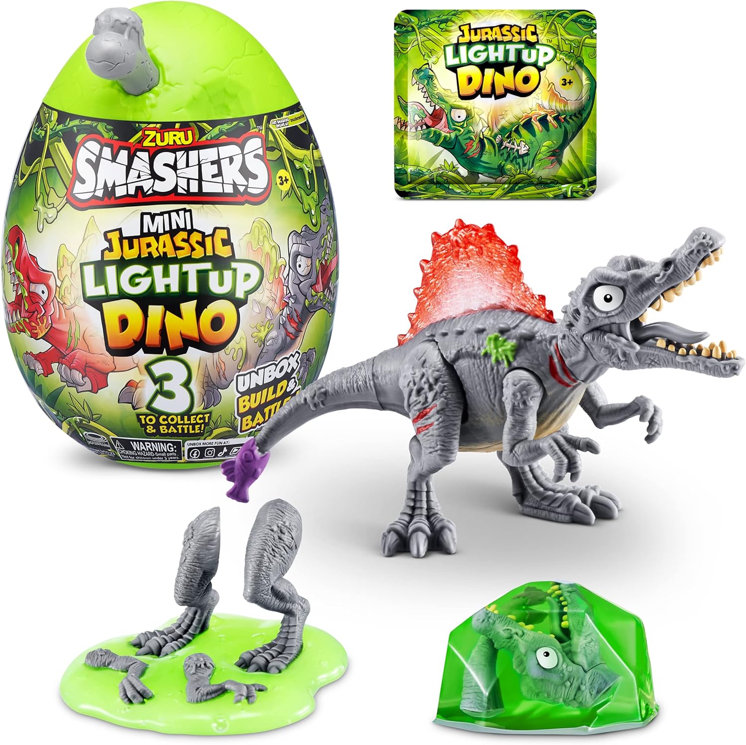 ZURU Smashers Mini Jurassic Light Up Dino Спинозавър
