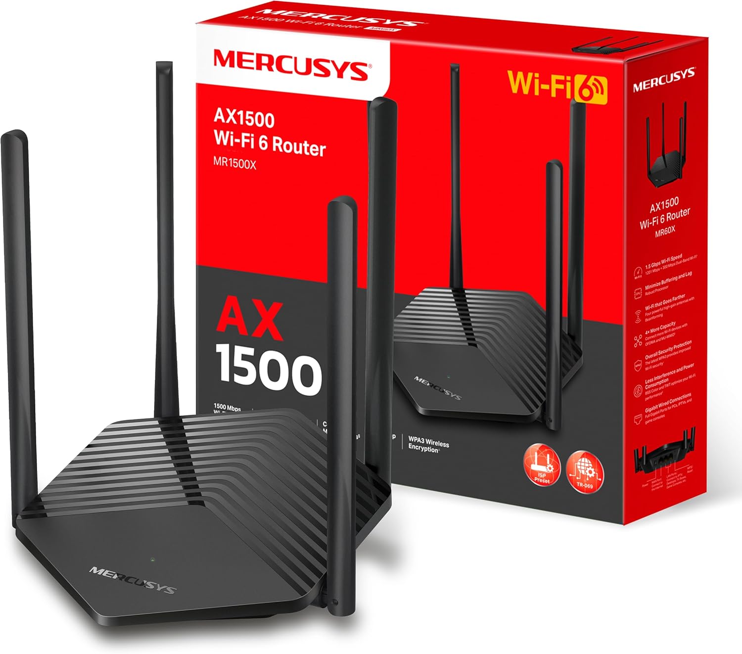 Безжичен рутер Mercusys MR1500X AX1500 Dual Band WiFi 6 Router