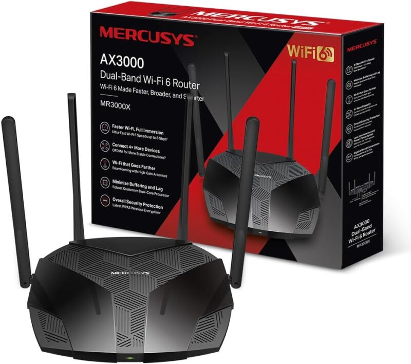 Безжичен рутер Mercusys MR3000X AX3000 Dual Band WiFi 6 Router