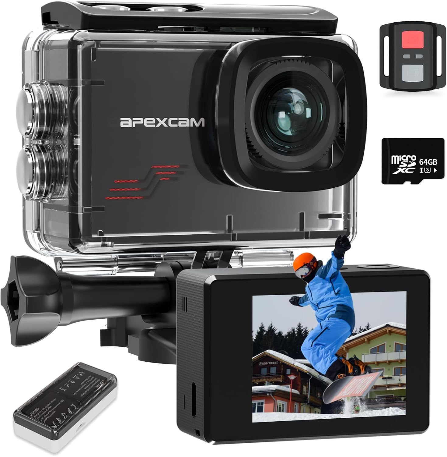 Екшън камера Apexcam M80 Action Camera 4K60FPS 48MP WiFi 2 x 1350mAh