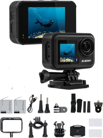 Екшън камера SVBONY ACT20 Action Camera 4K60FPS 20MP WiFi IPX8 2 x 1350mAh