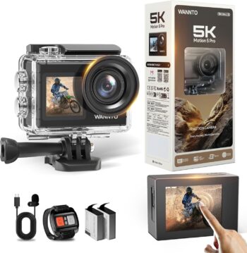 Екшън камера WANNTO Motion 5 Pro Action Camera 5K60FPS 24MP WiFi IPX8 2 x 1350mAh