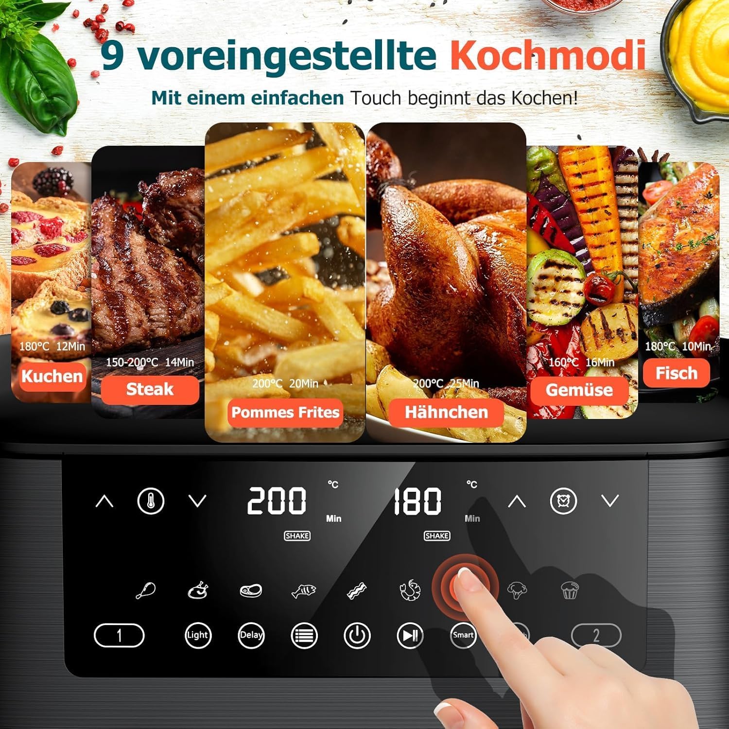 Еър Фрайър CookWise AF2-40D06 Dual Zone Hot Air Fryer 9L XL - Image 3