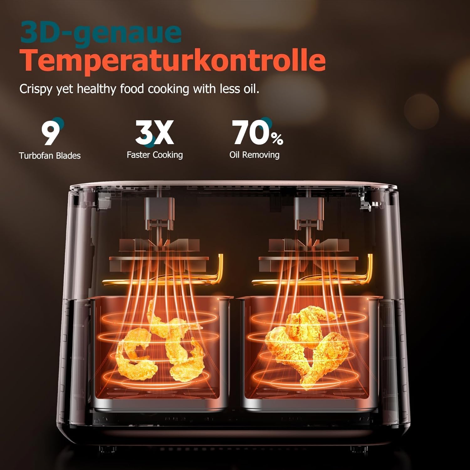 Еър Фрайър CookWise AF2-40D06 Dual Zone Hot Air Fryer 9L XL - Image 4