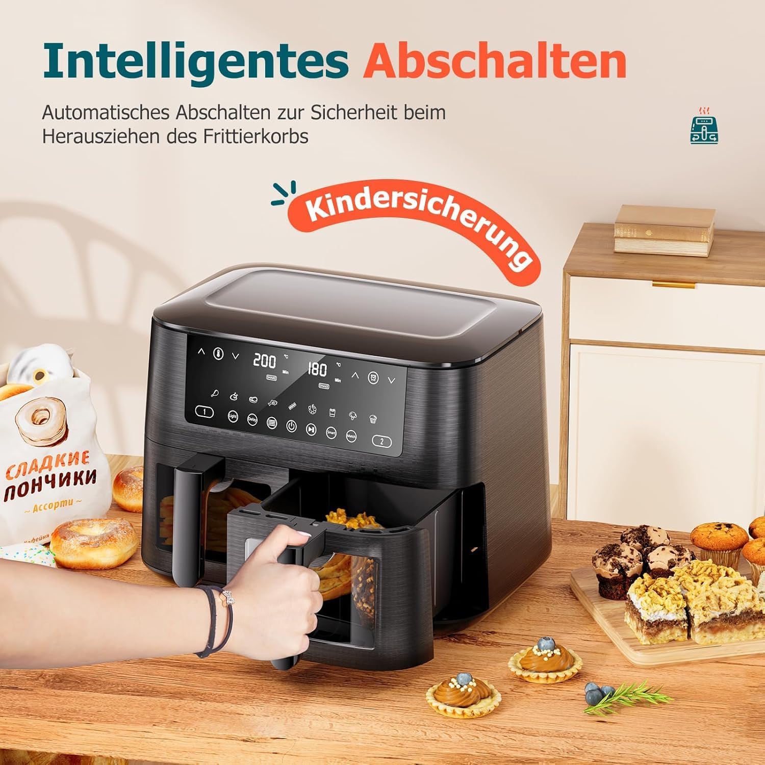 Еър Фрайър CookWise AF2-40D06 Dual Zone Hot Air Fryer 9L XL - Image 5