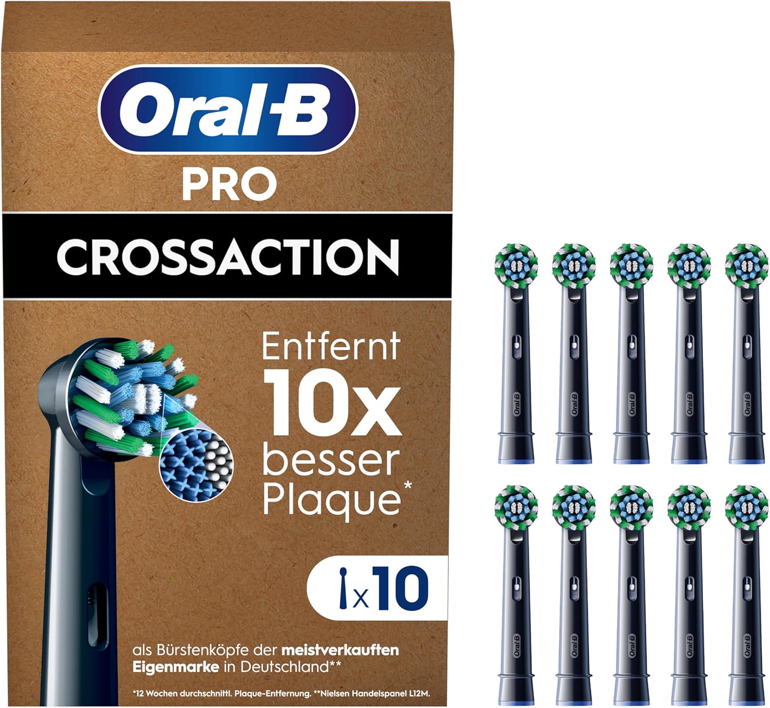 Резервни глави ел. четка за зъби Oral-B Pro CrossAction Опаковка от 10бр Black