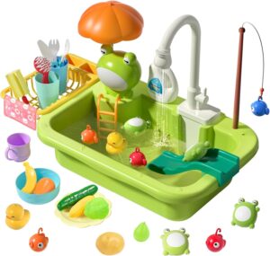 CUTE STONE – Играчка мивка с аксесоари за игра кухня Green