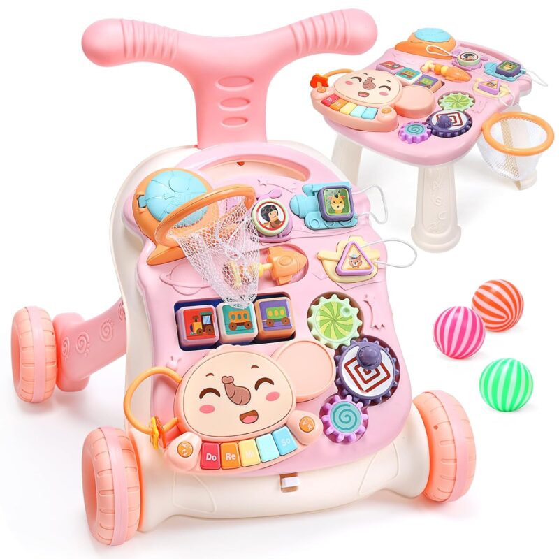 CUTE STONE – Проходилка 2 в 1 център за ранна образователна дейност Pink