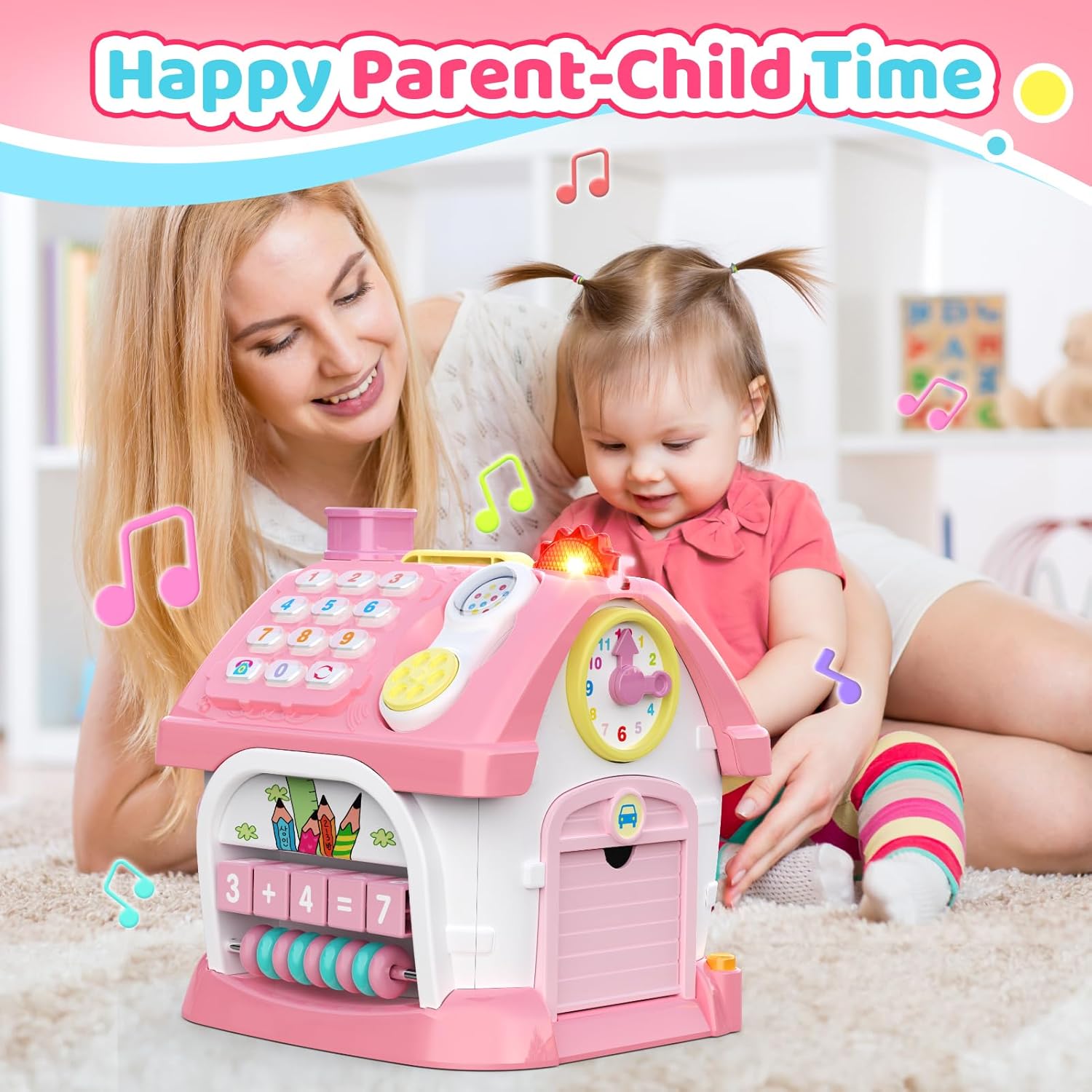 Naxudcoo - Бебешка играчка Многофункционална къща с музика Pink - Image 5
