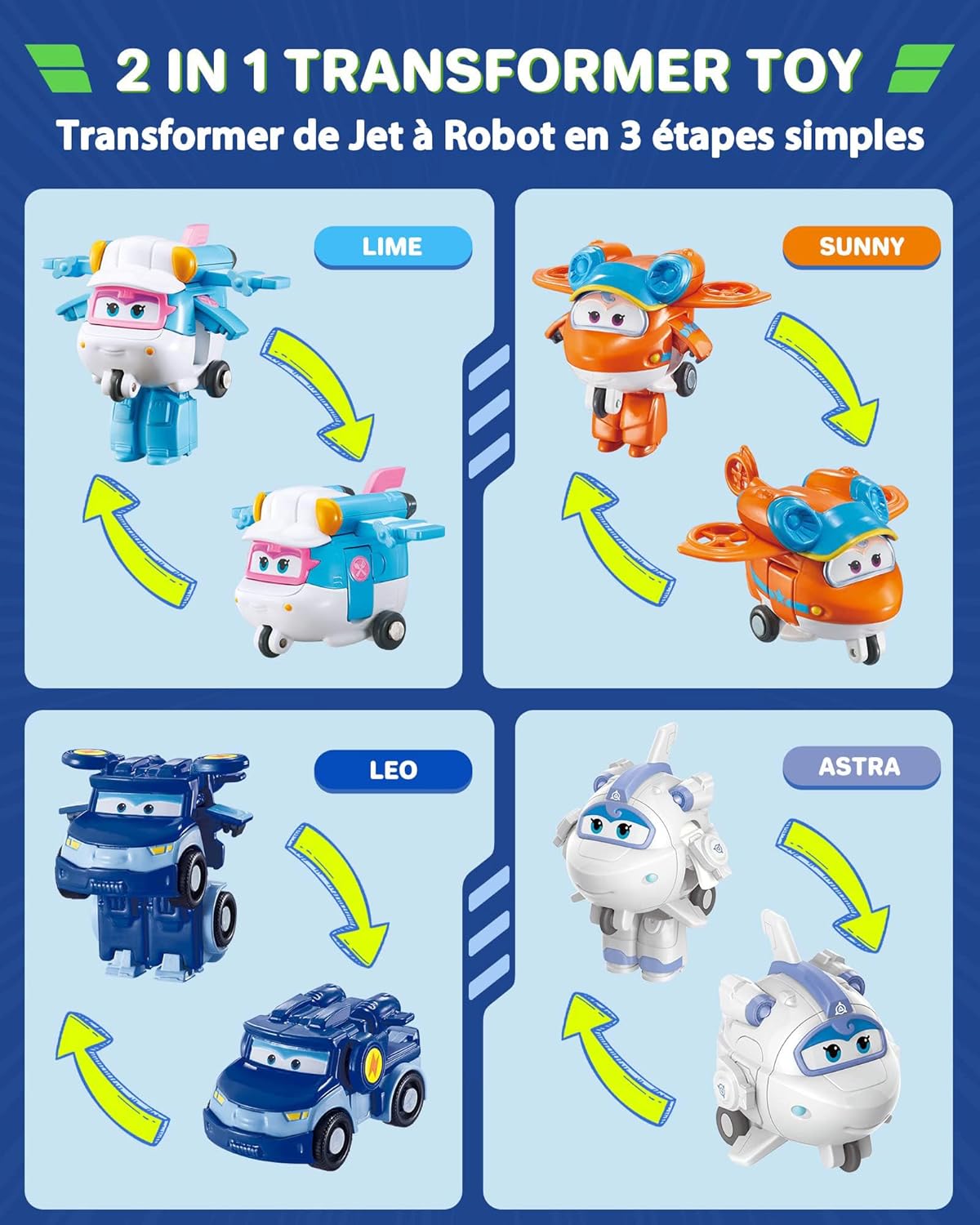 Super Wings Airport Crew Комплект 8 трансформиращи се робота - Image 3
