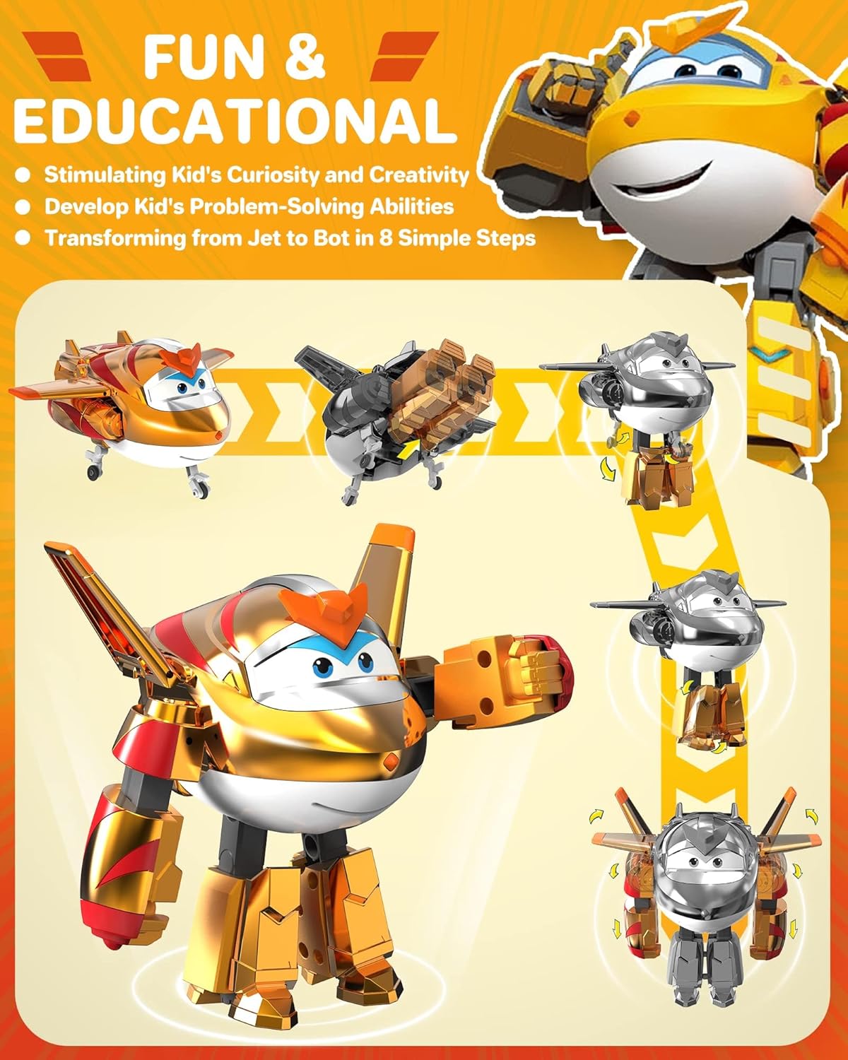 Super Wings Трансформиращ се Golden Boy Electric Heroes - Image 4