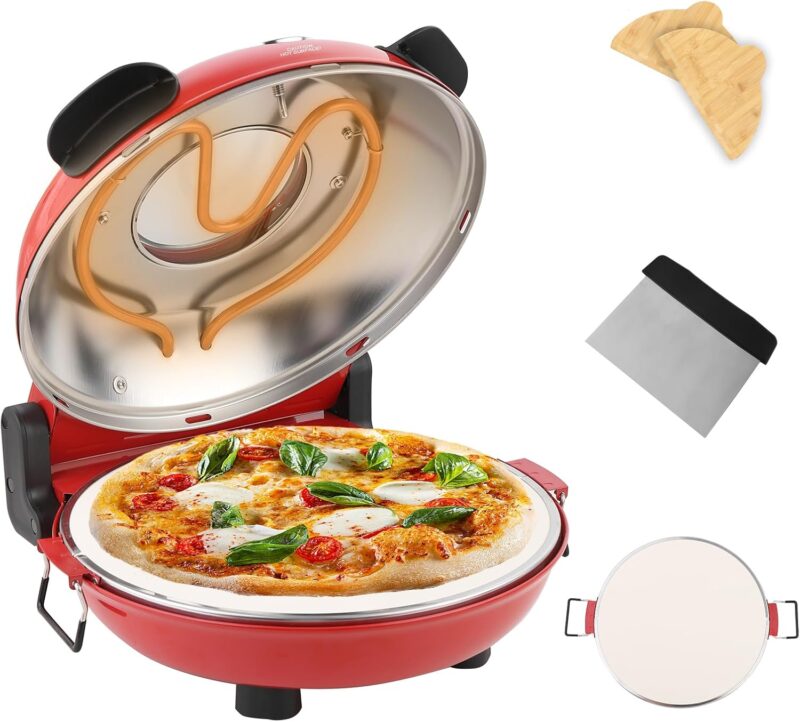 Електрическа пещ за пица YIBAKE Electric Pizza Maker 1200W Red