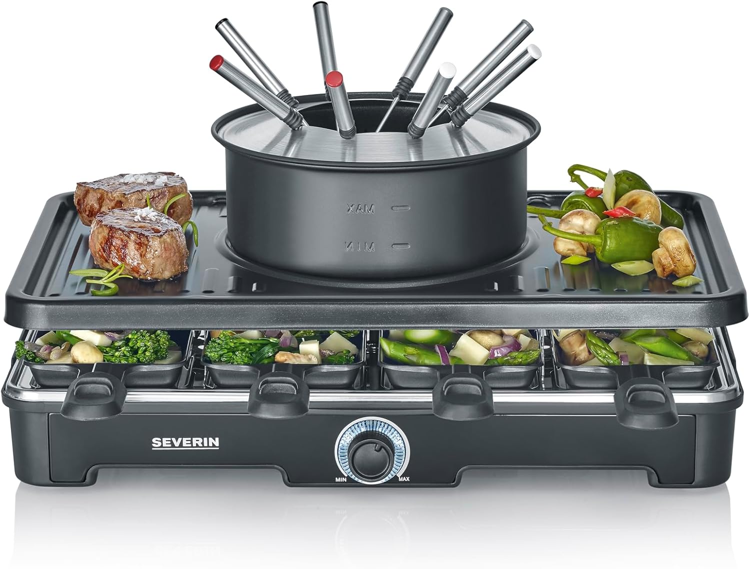 Електрически Грил SEVERIN RG-2347 Grill Раклет и фондю в едно 1400W