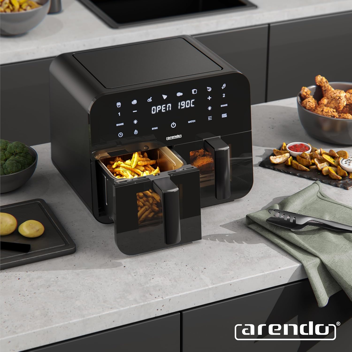 Еър Фрайър Arendo 3D Air Circulation Dual Zone Hot Air Fryer 9L - Image 6