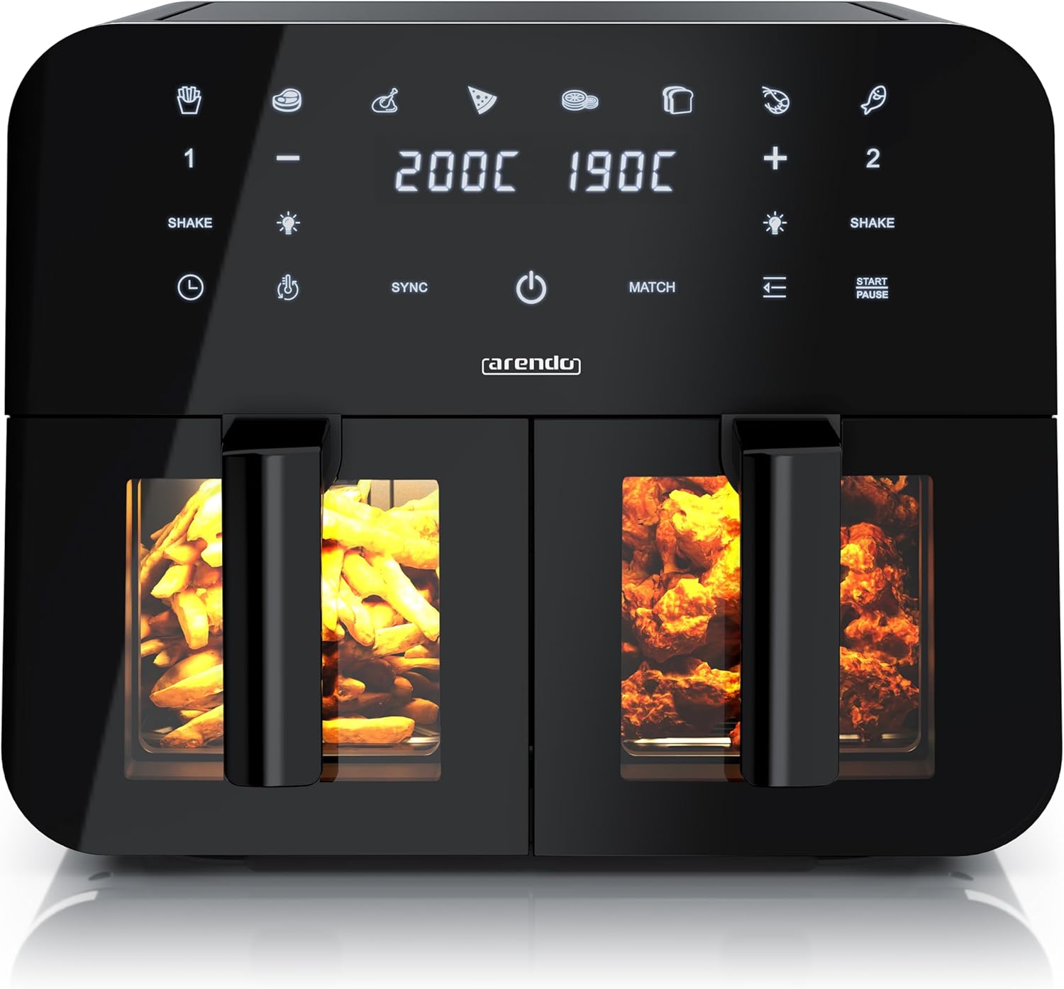 Еър Фрайър Arendo 3D Air Circulation Dual Zone Hot Air Fryer 9L