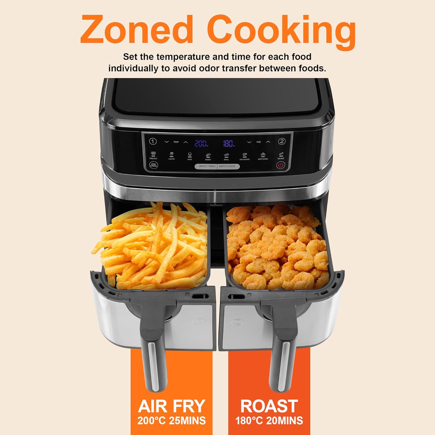 Еър Фрайър Emphsism KDF-5512DT Dual Zone Hot Air Fryer 9L - Image 2