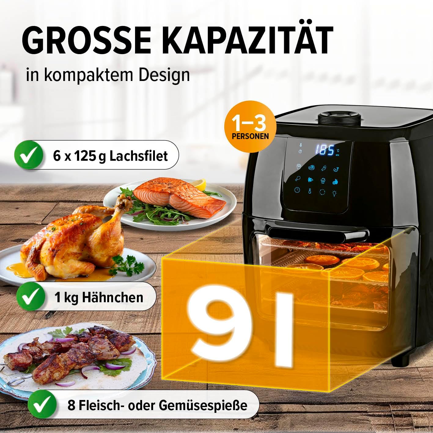 Еър Фрайър GOURMETMAXX Digital XXL Hot Air Fryer 9L - Image 4