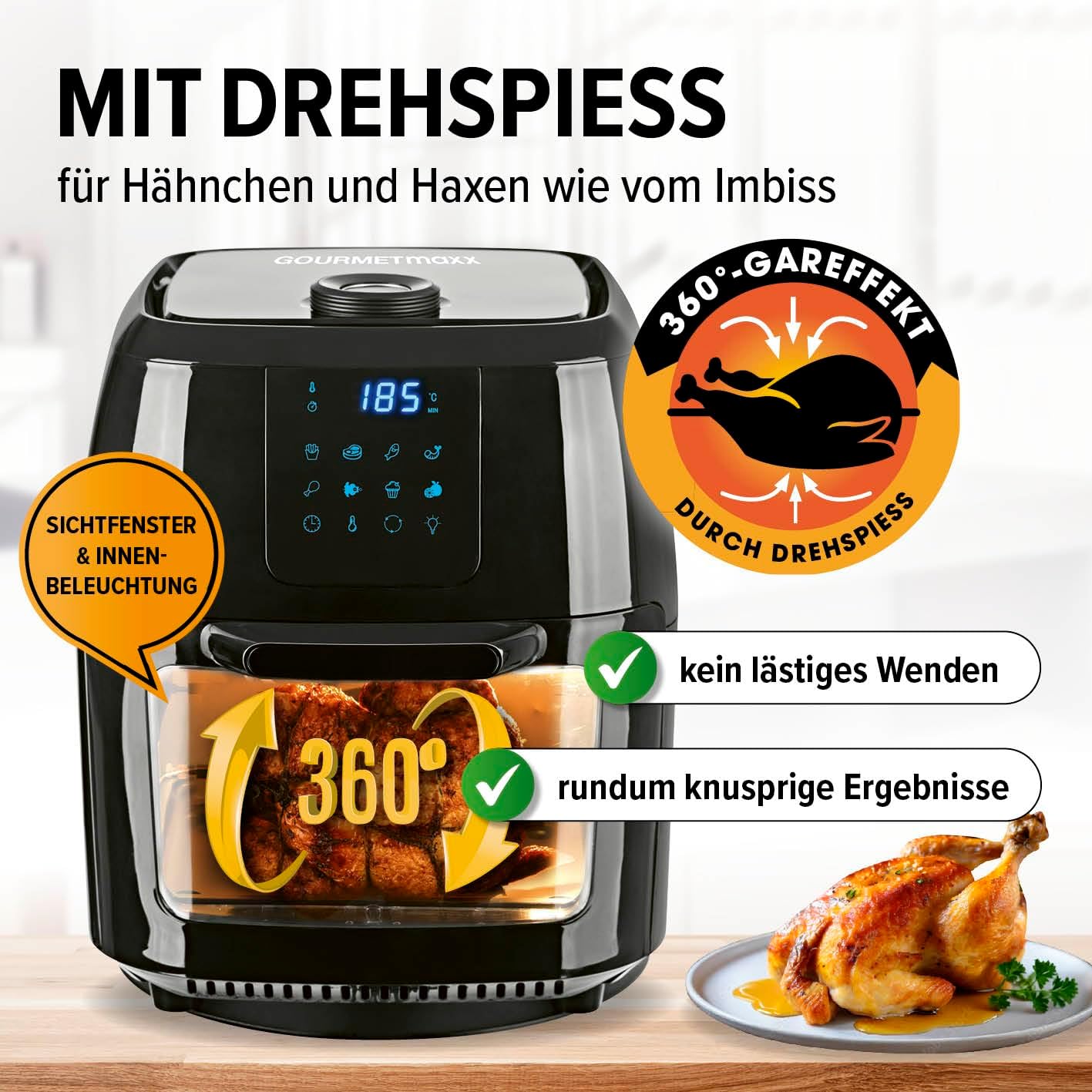 Еър Фрайър GOURMETMAXX Digital XXL Hot Air Fryer 9L - Image 6
