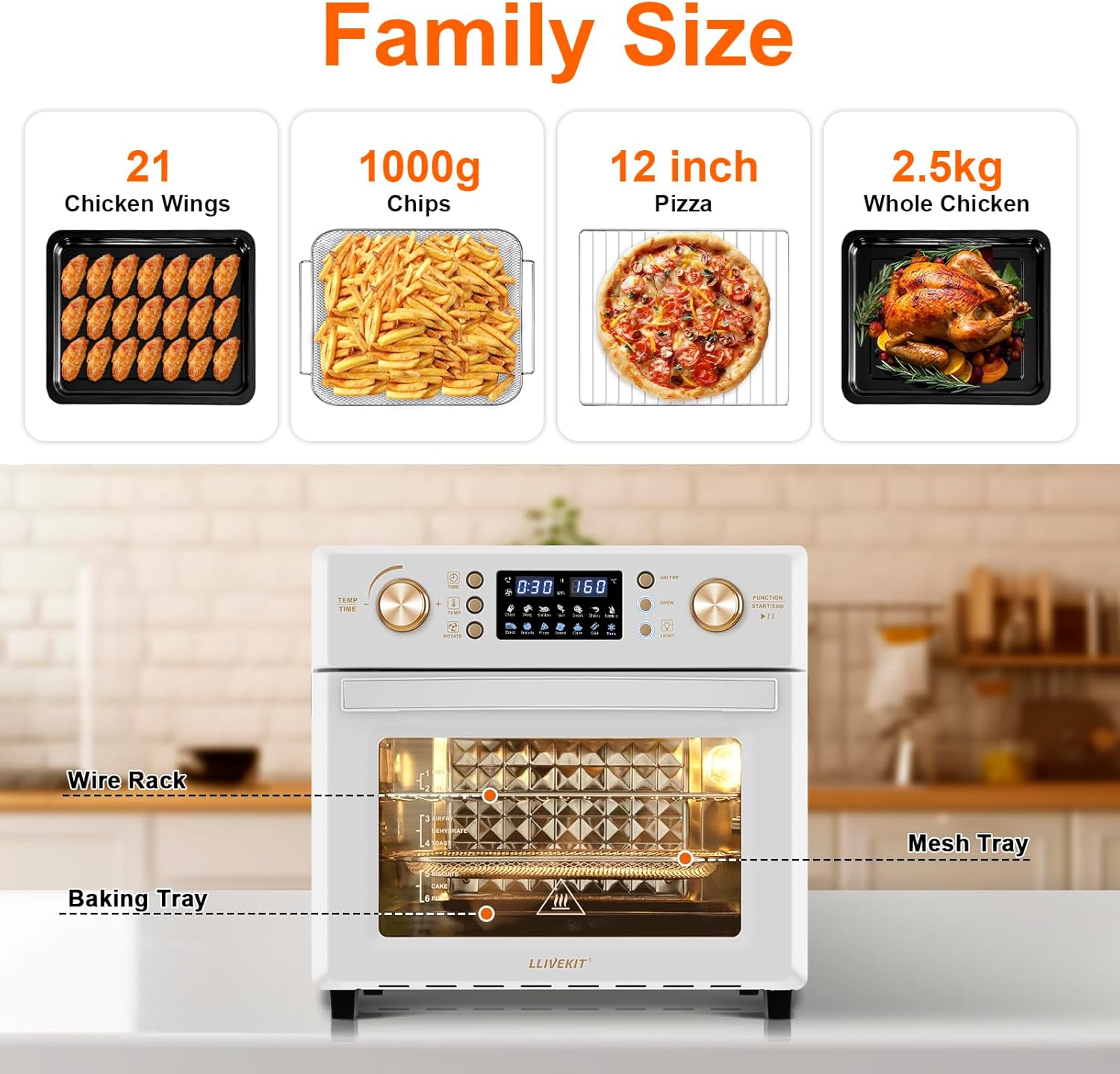 Еър Фрайър Llivekit 1LE0911 14-in-1 Hot Air Fryer 26L - Image 5