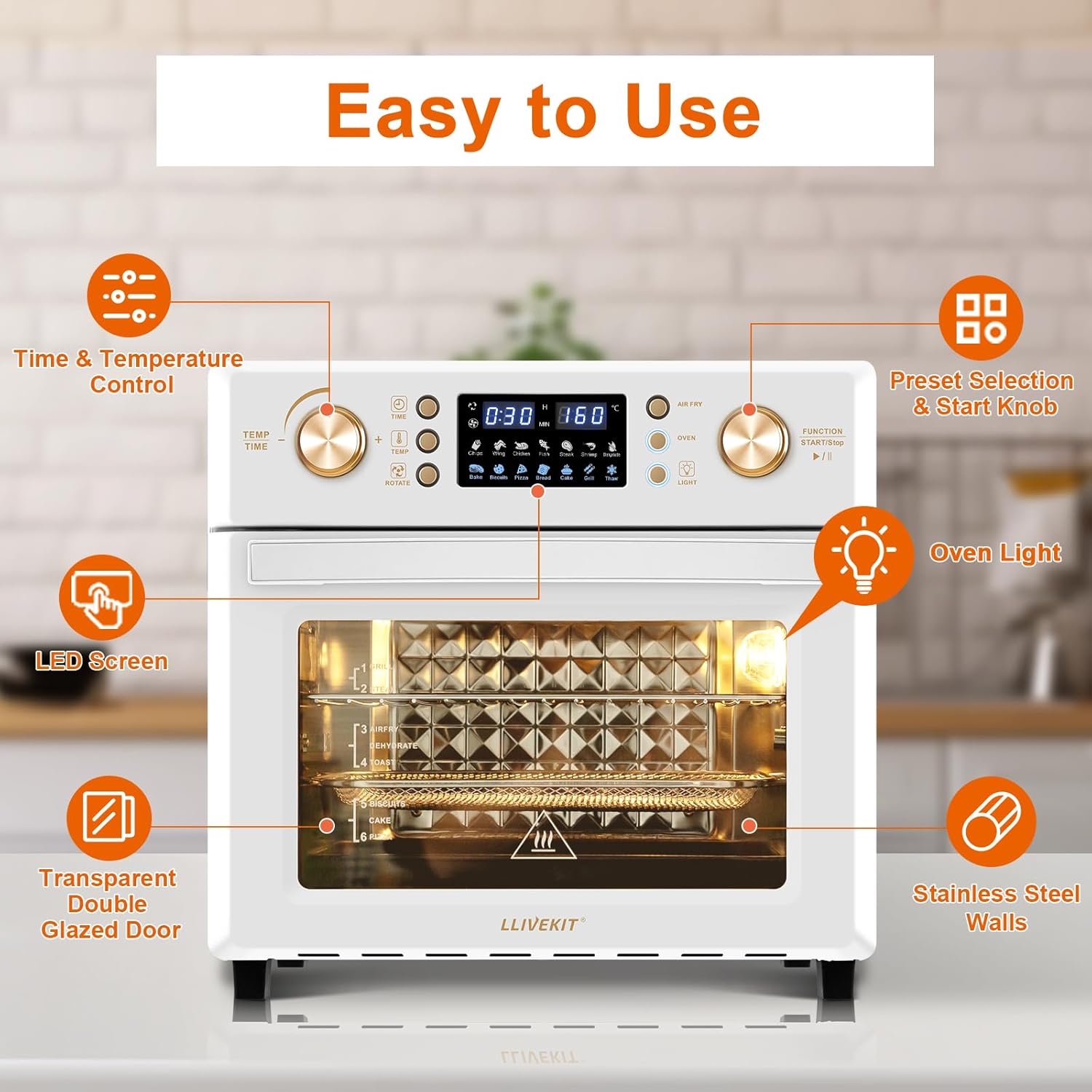 Еър Фрайър Llivekit 1LE0911 14-in-1 Hot Air Fryer 26L - Image 7