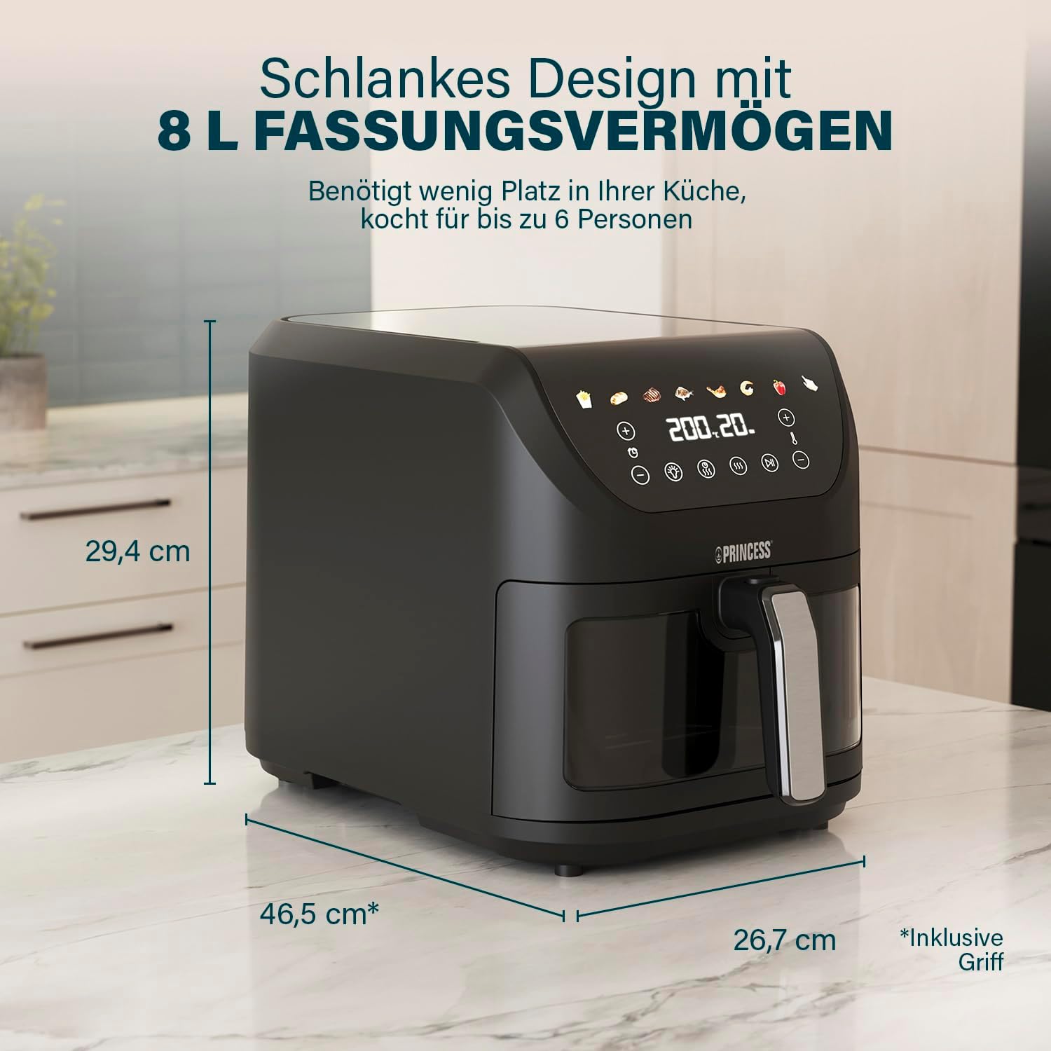 Еър Фрайър Princess SlimFry Hot Air Fryer 8L - 182258 - Image 2