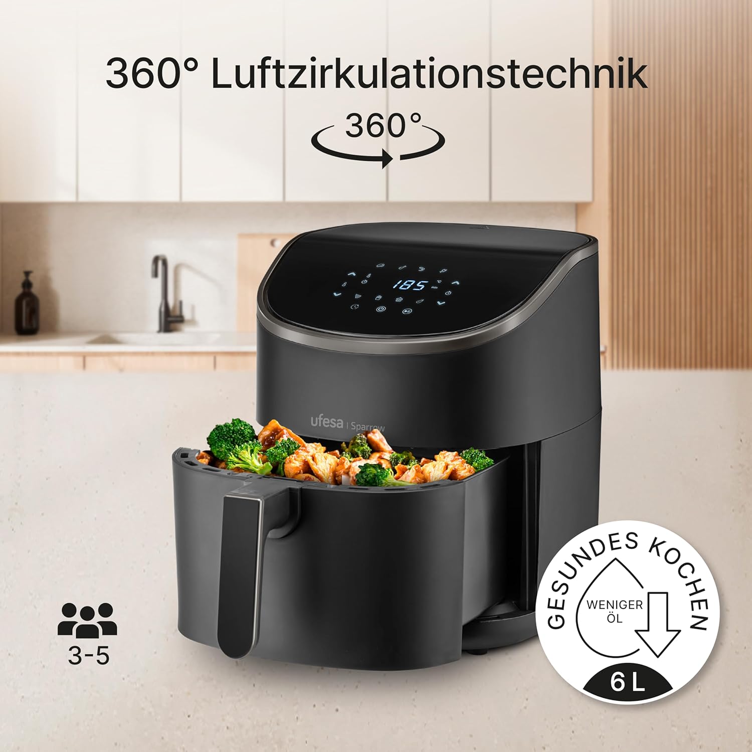 Еър Фрайър Ufesa Sparrow Hot Air Fryer 6L - Image 2