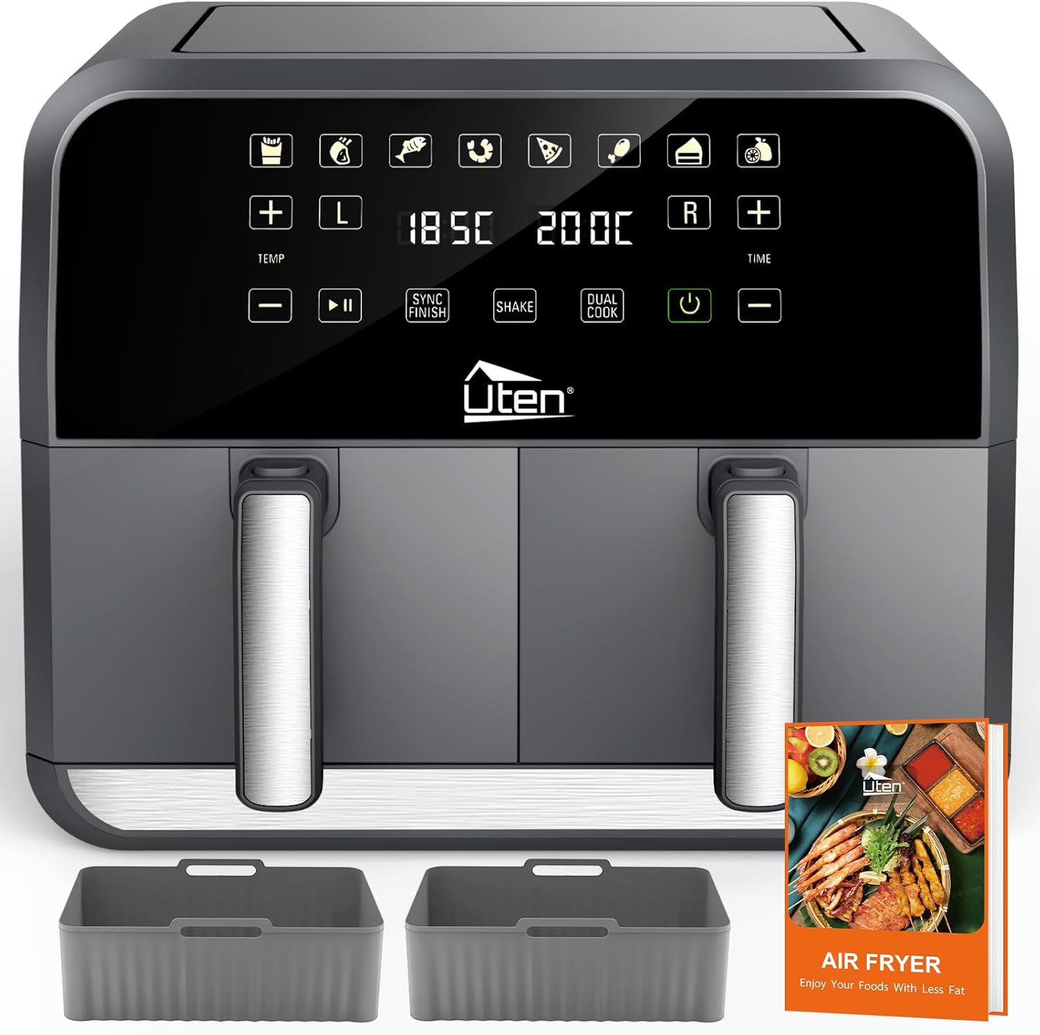 Еър Фрайър Uten E1905 Dual Zone Hot Air Fryer 8L