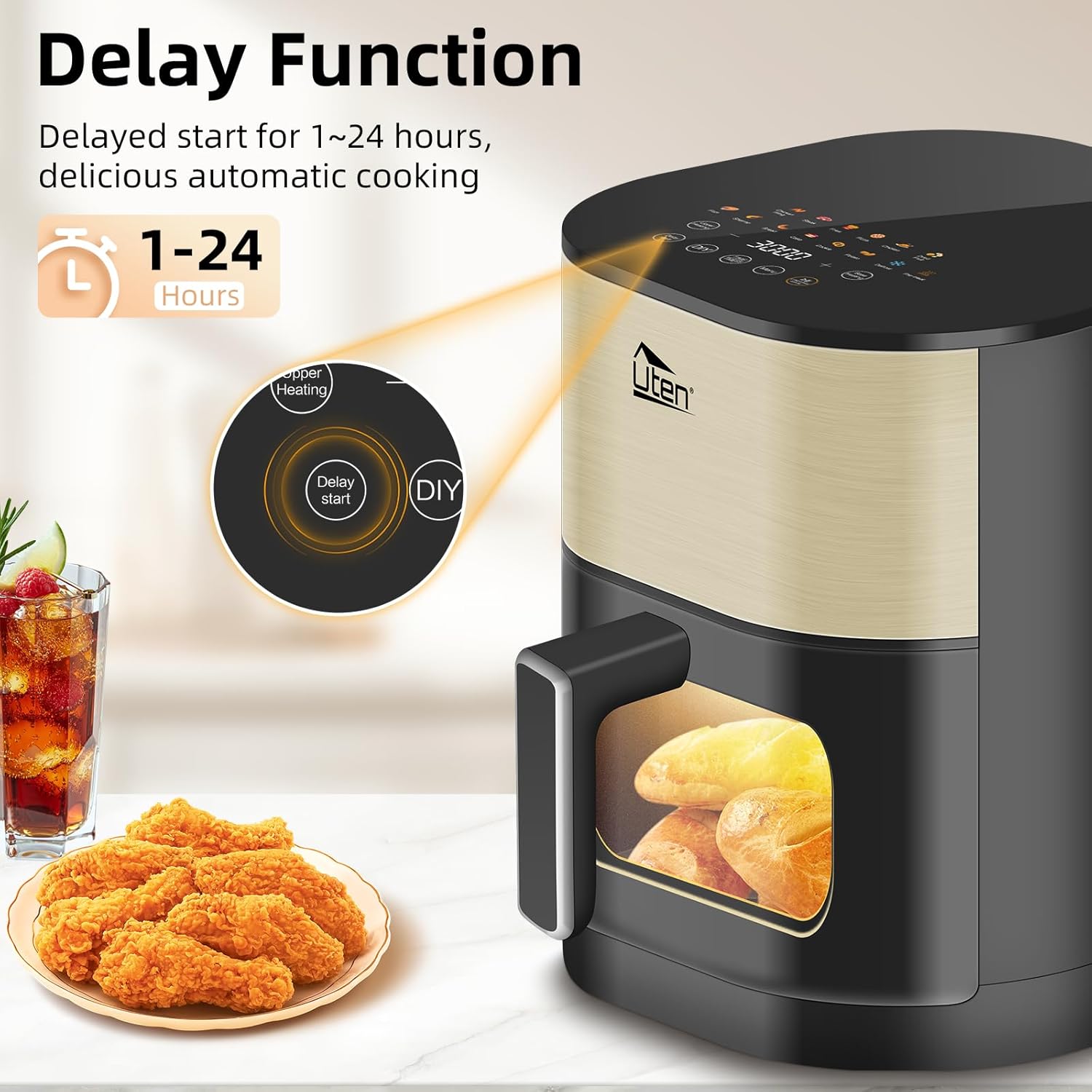Еър Фрайър Uten E2400 Dual Blaze Hot Air Fryer 5.5L - Image 4