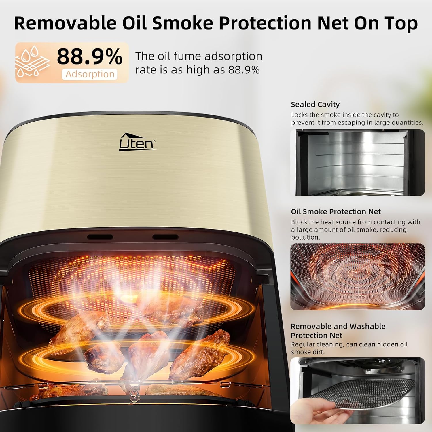 Еър Фрайър Uten E2400 Dual Blaze Hot Air Fryer 5.5L - Image 5