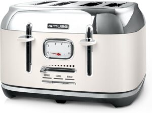 Тостер Muse Retro MS-131 7 нива 4 слота за тост Beige