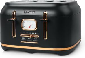 Тостер Muse Retro MS-131 7 нива 4 слота за тост Black