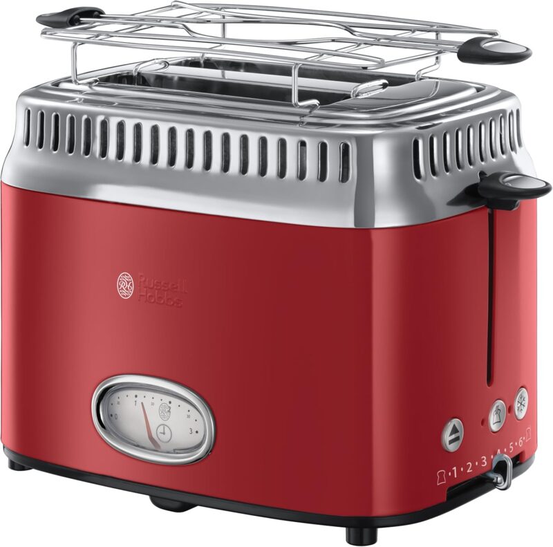 Тостер Russell Hobbs Toaster Retro 6 нива 2 слота за тост Red