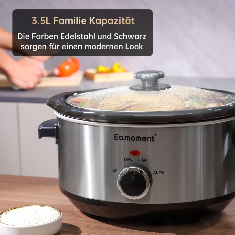 Уред за бавно готвене Eamoment Slow Cooker 3.5L Silver - Image 2