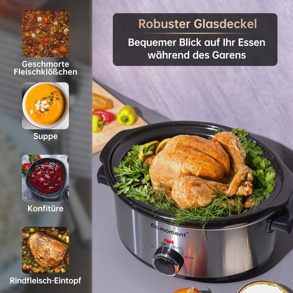 Уред за бавно готвене Eamoment Slow Cooker 3.5L Silver - Image 3