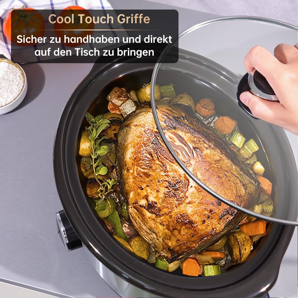 Уред за бавно готвене Eamoment Slow Cooker 3.5L Silver - Image 4