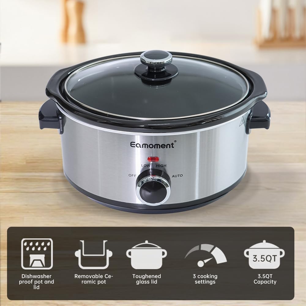 Уред за бавно готвене Eamoment Slow Cooker 3.5L Silver - Image 5