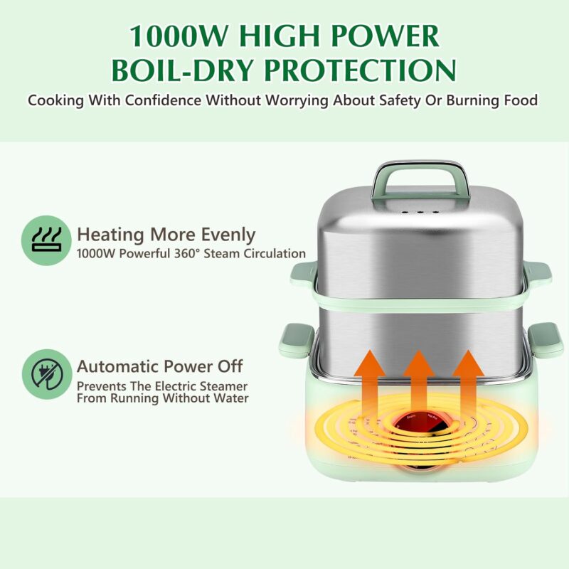 Уред за готвене на пара Skyehomo Electric Steamer 1000W 9.3L 3