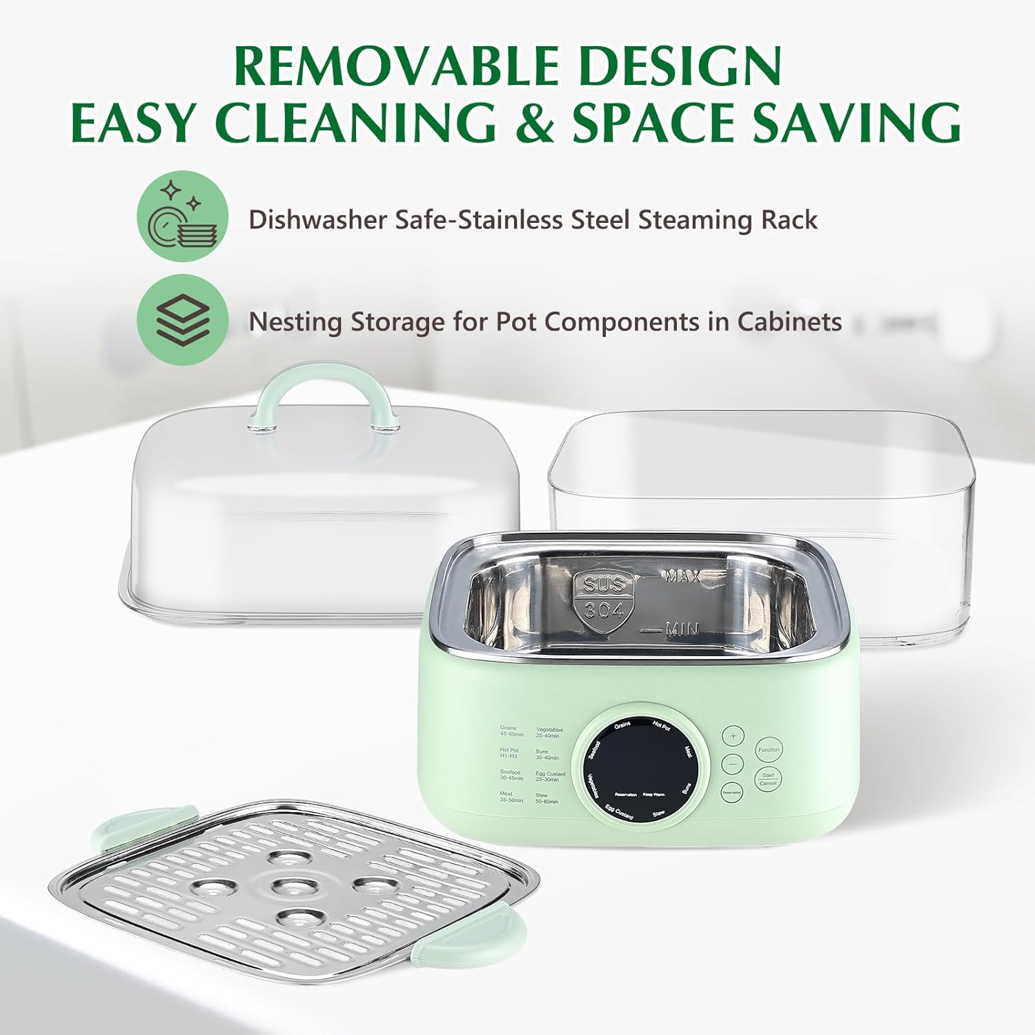 Уред за готвене на пара Skyehomo Electric Steamer PC 1000W 9.3L - Image 8