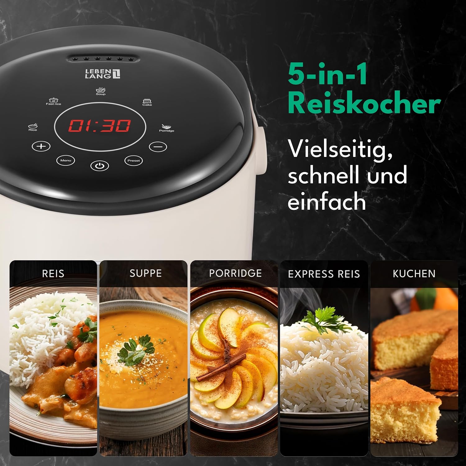 Уред за приготвяне на ориз LEBENLANG Rice Cooker 0.8L Beige - Image 5