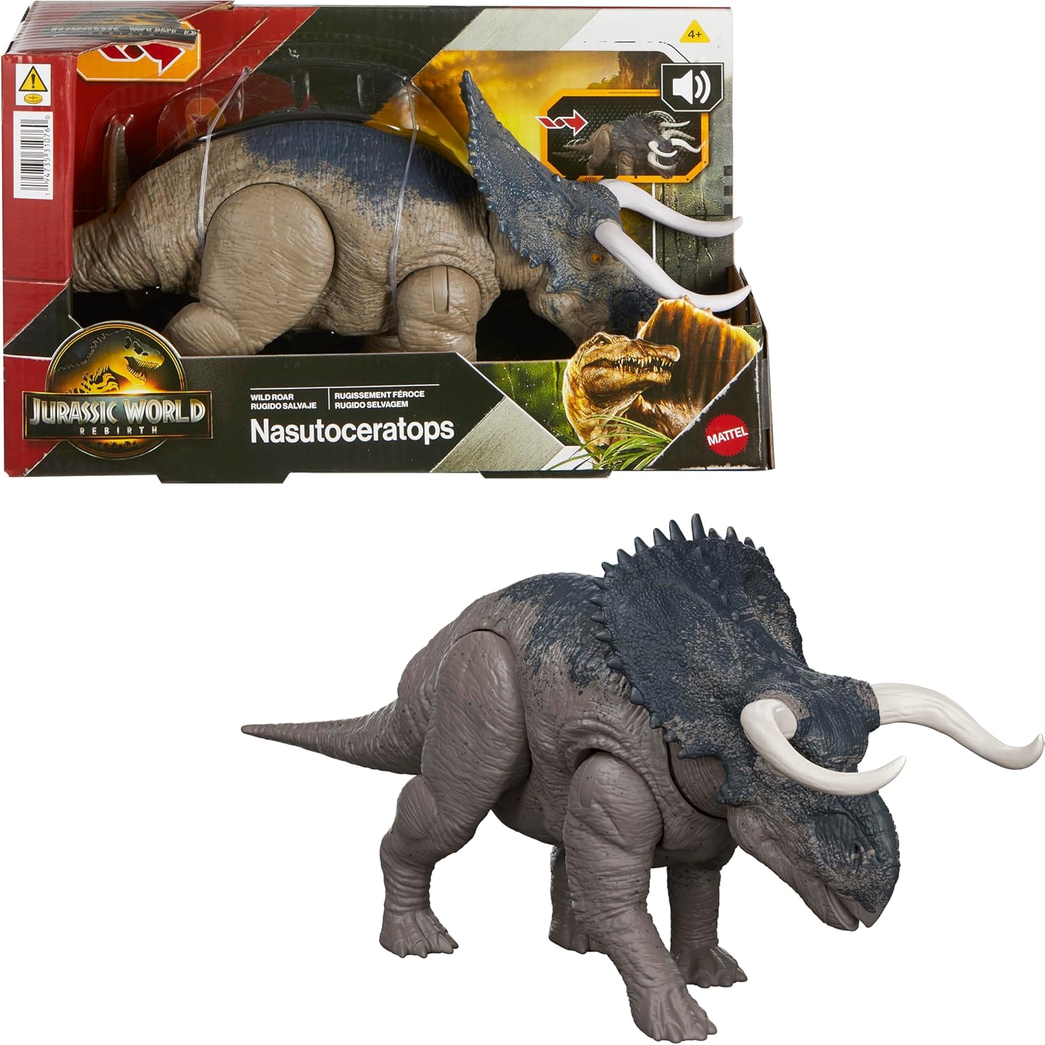 Mattel Jurassic World Rebirth - Динозавър Насутоцератопс