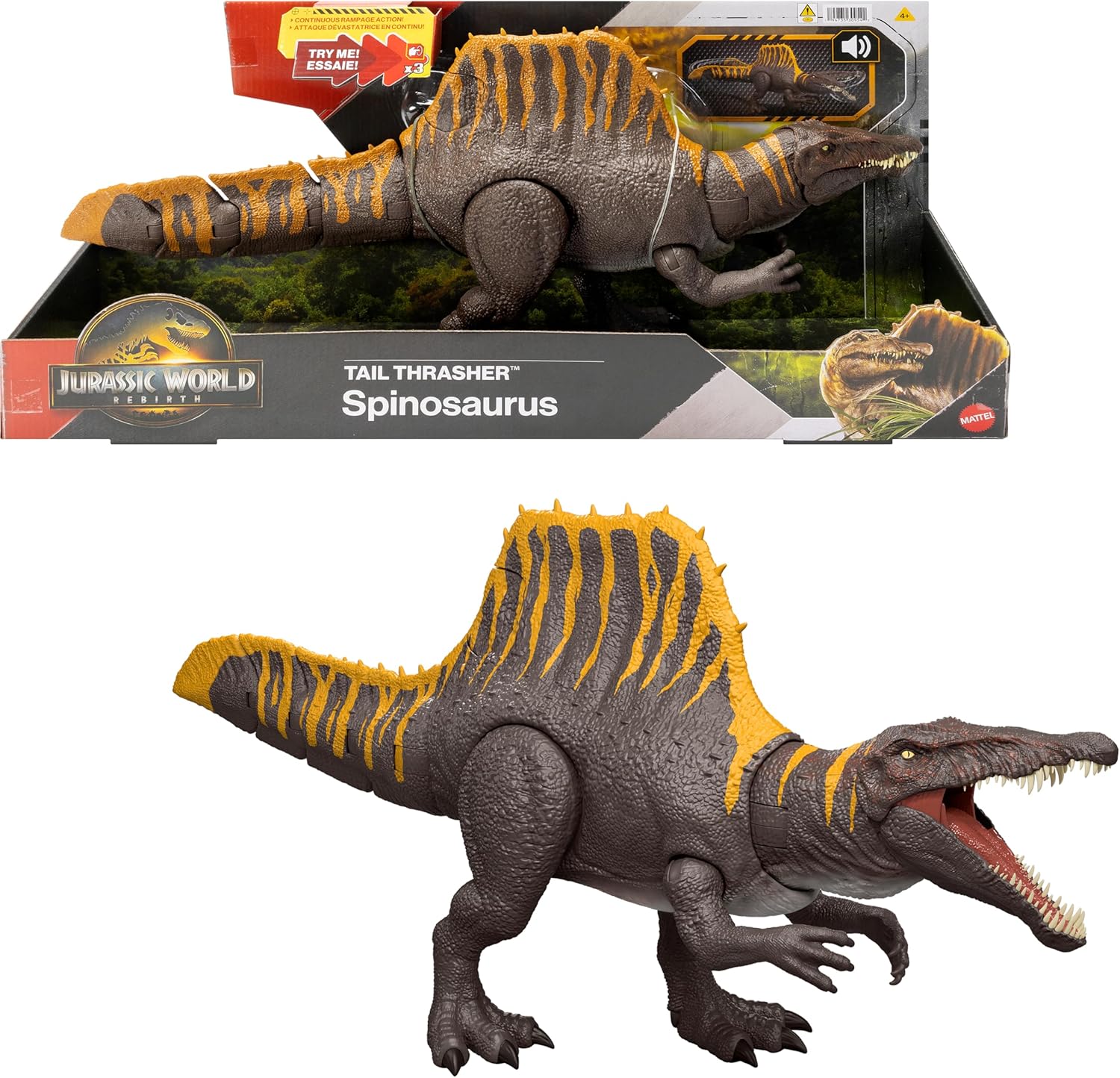 Mattel Jurassic World Rebirth - Динозавър Спинозавър