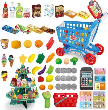 RedCrab - Детска пазарска количка с детска кутия 84 части