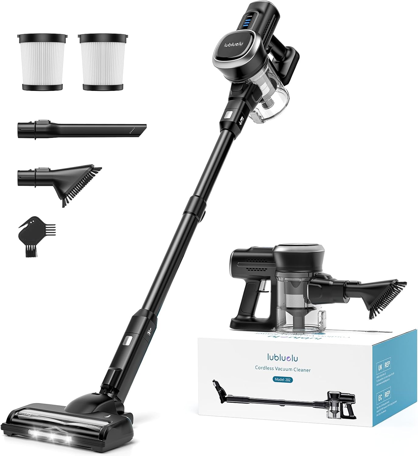 Акумулаторна прахосмукачка Lubluelu 202 Cordless Vacuum Cleaner 50min Black