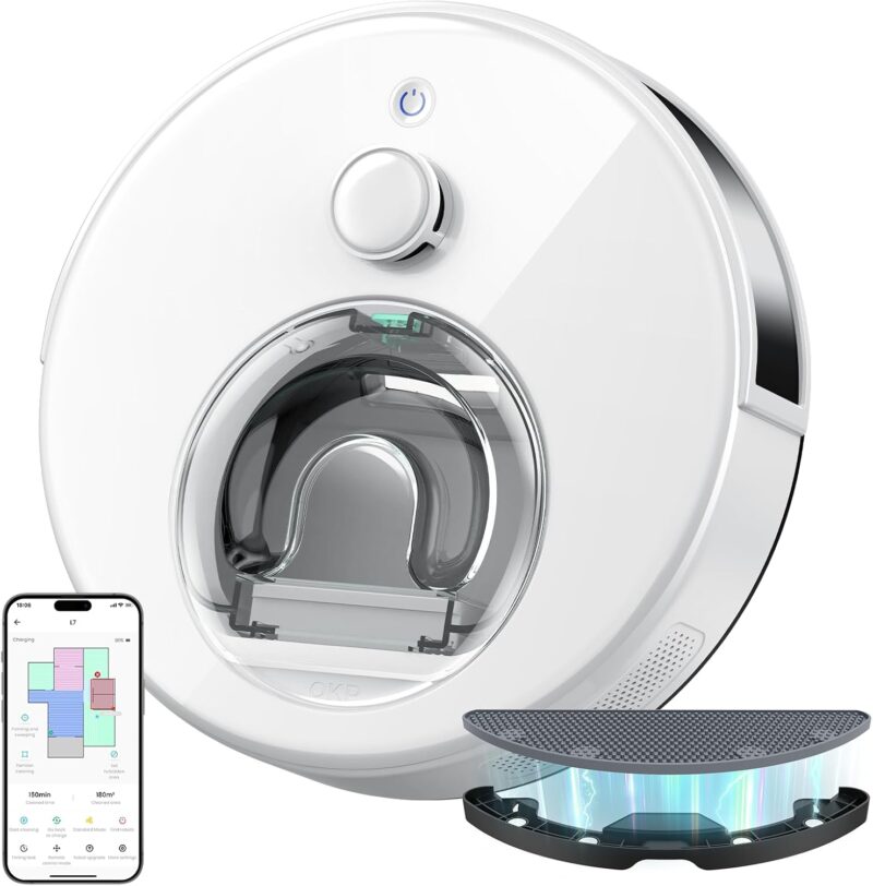 Прахосмукачка робот OKP L7 Robot Vacuum Cleaner с функция моп White