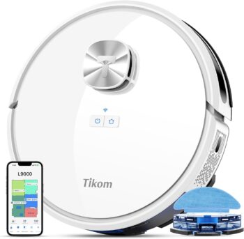 Прахосмукачка робот Tikom L9000 LiDAR Robot Vacuum Cleaner с функция моп White