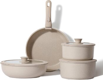 Carote Taupe – Комплект от 4 съдове за готвене с подвижна дръжка